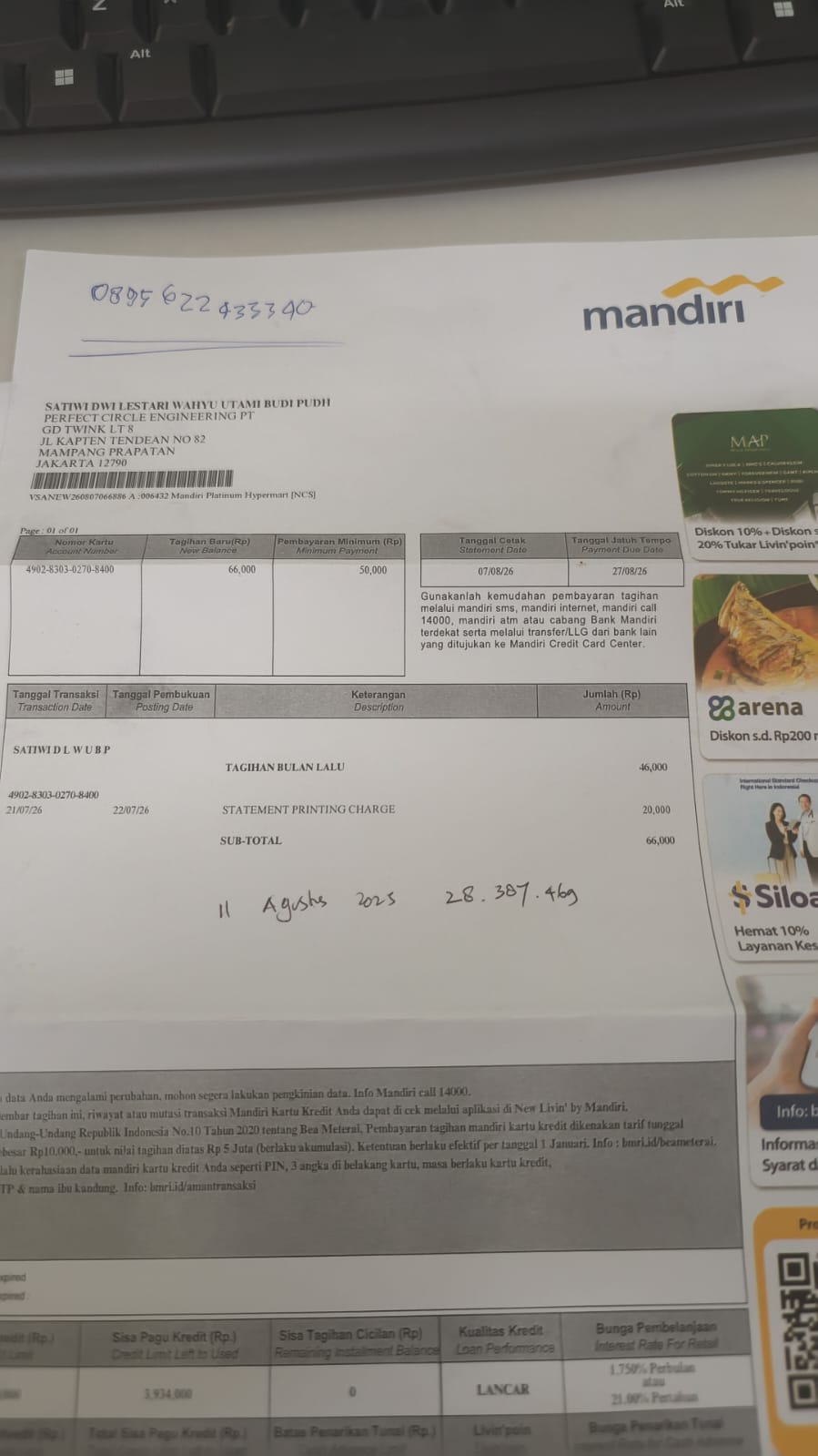 Cara menghapus iuran tahunan kartu kredit mandiri?